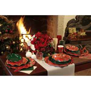 Piatti Piani di Carta a Petalo Natale Poinsettia 27 cm 10 Pz