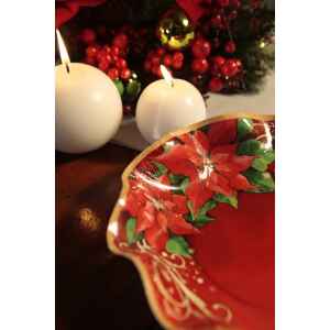 Piatti Fondi di Carta a Petalo Natale Poinsettia 24 cm 10 Pz