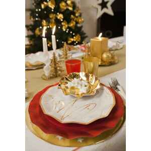 Piatti Piani di Carta a Petalo Natale Golden Christmas 32,4 cm Extra