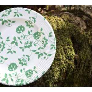 Piatti Fondi a Righe Compostabili Natura Verde 25,5 cm