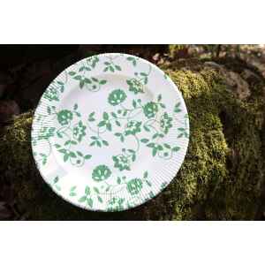 Piatti Fondi a Righe Compostabili Natura Verde 25,5 cm Extra