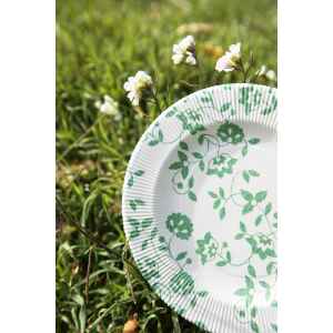 Piatti Fondi a Righe Compostabili Natura Verde 25,5 cm Extra