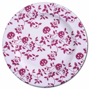 Piatti Fondi a Righe Compostabili Natura Rosso 25,5 cm Extra