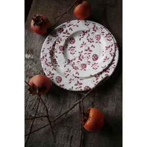Piatti Piani a Righe Compostabili Natura Rosso 21 cm 8 Pezzi