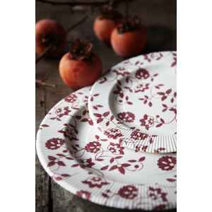 Piatti Fondi a Righe Compostabili Natura Rosso 25,5 cm Extra