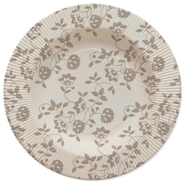 Piatti Fondi a Righe Compostabili Natura Taupe 25,5 cm Extra