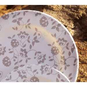 Piatti Fondi a Righe Compostabili Natura Taupe 25,5 cm Extra