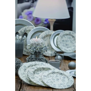 Piatti Piani a Righe Compostabili Natura Argento 21 cm 8 Pz