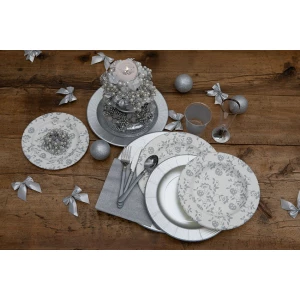 Piatti Piani a Righe Compostabili Natura Argento 27 cm 8 Pz