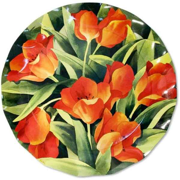Piatti Piani di Carta a Petalo Tulipani Colorati 32,4 cm Extra