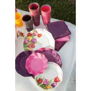 Bicchieri di Plastica Tulipani Colorati 300 cc 8 Pz