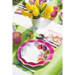 Piatti Piani di Carta a Petalo Tulipani Colorati 32,4 cm Extra