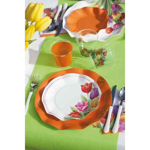 Piatti Piani di Carta a Petalo Tulipani Colorati 32,4 cm Extra