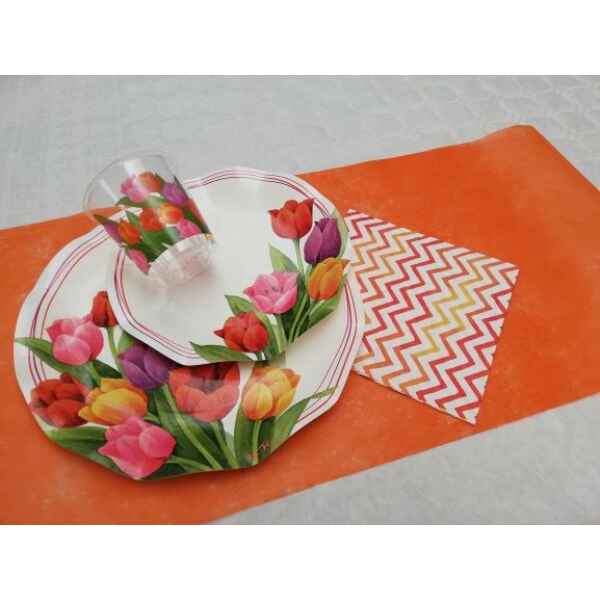 Piatti Piani di Carta a Petalo Tulipani Colorati 32,4 cm Extra