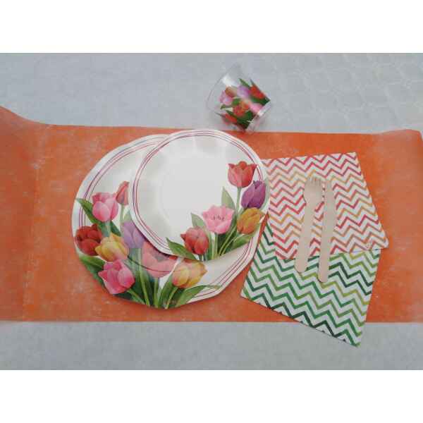 Piatti Piani di Carta a Petalo Tulipani Colorati 32,4 cm Extra