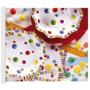 Piatti Fondi di Carta a Petalo coriandoli Buon Compleanno 18,5 cm 10 Pz