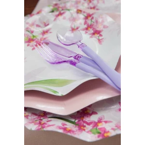 Piatti Piani di Carta a Petalo Orchidea 24 cm 10 Pz