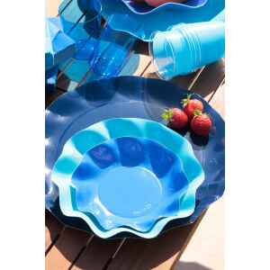 Piatti Fondi di Carta a Petalo Blu Caribe 24 cm 2 Confezioni Extra