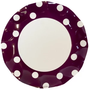 Extra Piatti Piani di Carta a Petalo Pois Prugna 27 cm