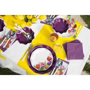 Piatti Piani di Carta a Petalo Tulipani Colorati 21 cm Extra