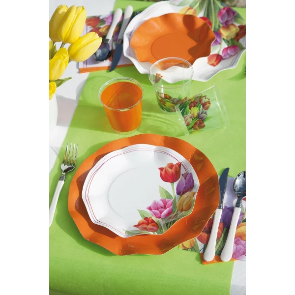 Piatti Piani di Carta a Petalo Tulipani Colorati 21 cm Extra