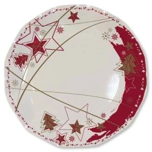 Extra Piatti Piani di Carta a Petalo Stella Rossa 21 cm