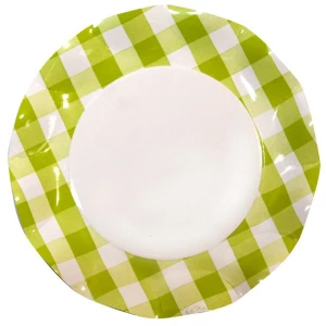 Extra Piatti Piani di Carta Vichy a Quadri Bianco Verde Lime 27 cm