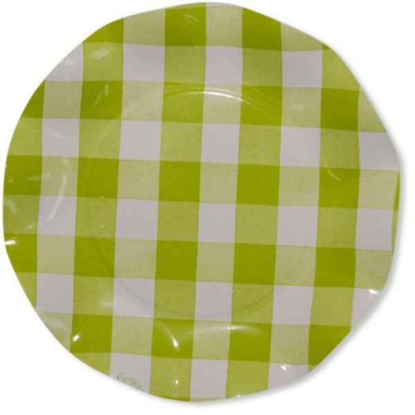 Piatti Piani di Carta Vichy a Quadri Bianco Verde Lime 21 cm Extra