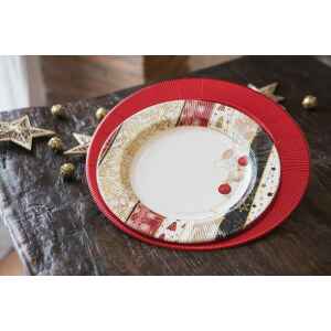 Extra Piatti Piani di Carta a Righe Natale Patchwork 21 cm