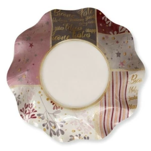 Piatti Fondi di Carta a Petalo Rose Gold Christmas 18,5 cm Extra