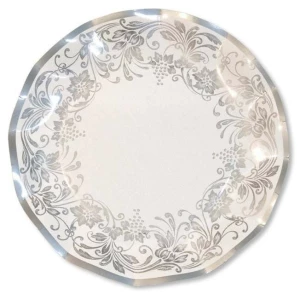 Extra Piatti Piani di Carta a Petalo Noblesse argento 21 cm