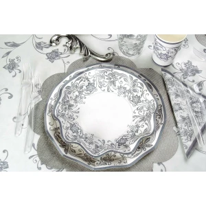 Extra Piatti Piani di Carta a Petalo Noblesse argento 21 cm