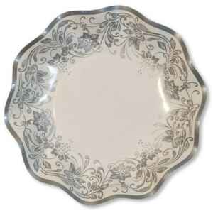 Piatti Fondi di Carta a Petalo Noblesse Argento 18,5 cm Extra