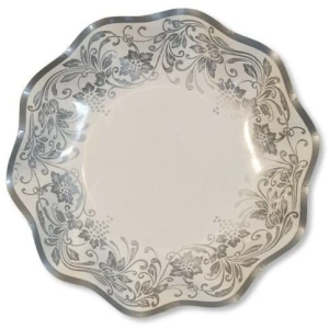Piatti Fondi di Carta a Petalo Noblesse Argento 18,5 cm Extra