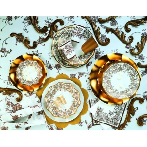 Extra Piatti Fondi di Carta a Petalo Noblesse Oro 24 cm