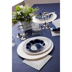Piatti Piani di Carta a Righe Chevron Argento 27 cm 8 Pz