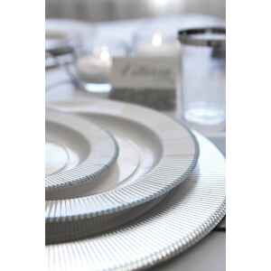 Piatti Piani di Carta a Righe Bordo Argento Classic Silver 21 cm 8 Pz