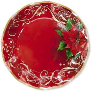 Extra Piatti Piani di Carta a Petalo Natale Poinsettia 27 cm