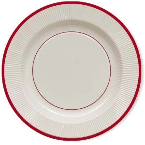 Extra Piatti Piani di Carta a Righe Bordo Rosso Classic Red 21 cm
