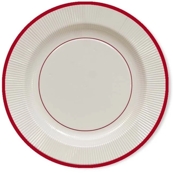 Extra Piatti Piani di Carta a Righe Bordo Rosso Classic Red 21 cm