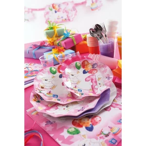 Extra Piatti Piani di Carta Primo Compleanno Palloncini Rosa 21 cm