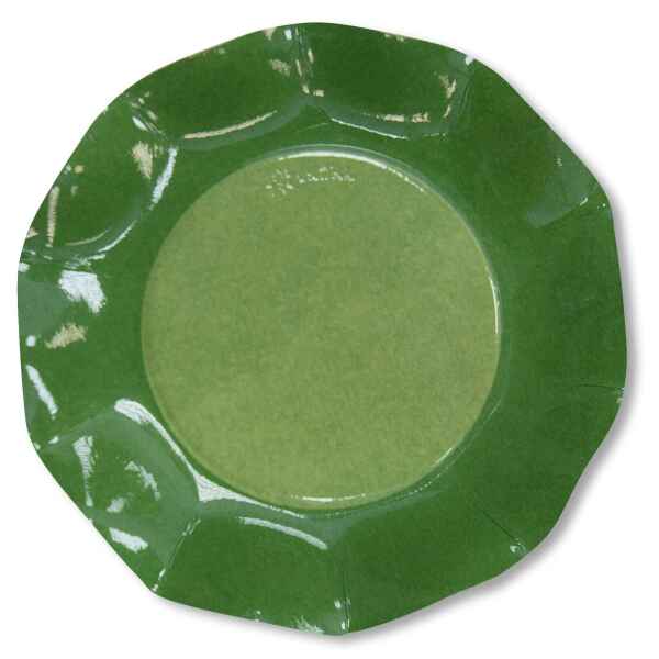 Extra Piatti Piani di Carta a Petalo Bicolore Verde - Verde Scuro 21 cm