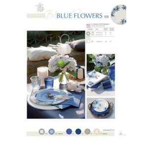 Piatti Piani di Carta a Righe Fiore Blu 27 cm Extra