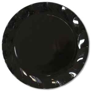 Piatti Piani di Plastica a Petalo Nero 26 cm 2 confezioni Extra