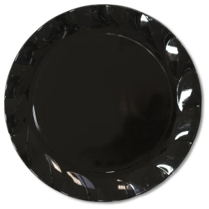 Piatti Piani di Plastica a Petalo Nero 26 cm 2 confezioni Extra