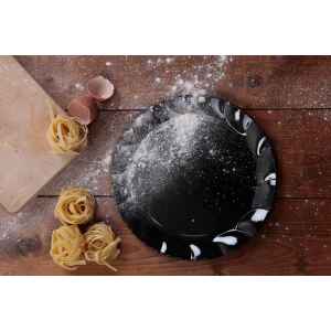 Piatti Piani di Plastica a Petalo Nero 26 cm 2 confezioni Extra