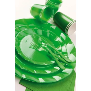 Piatti Piani di Plastica a Petalo Verde 20 cm 8 Pezzi