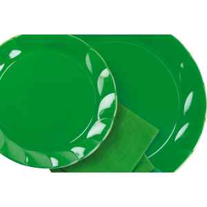 Piatti Piani di Plastica a Petalo Verde 20 cm 2 confezioni Extra