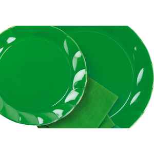 Piatti Piani di Plastica a Petalo Verde 26 cm