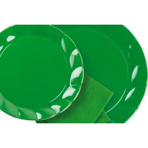 Piatti Piani di Plastica a Petalo Verde 26 cm